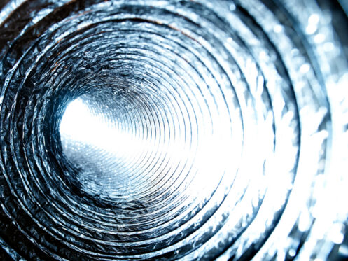 Inside an air conditioning duct pipe